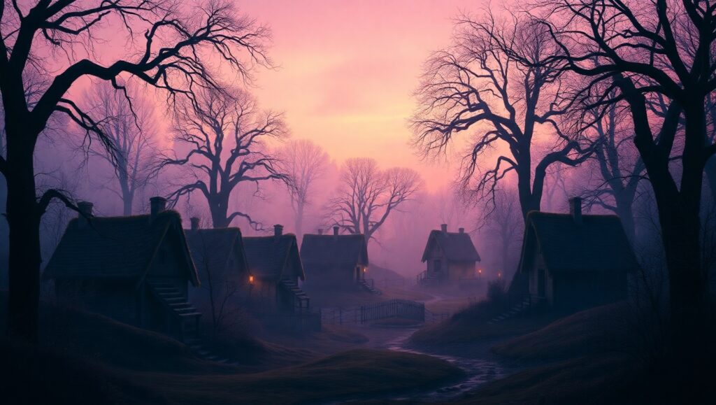 Twilight in a Forgotten Village – free AI stock image