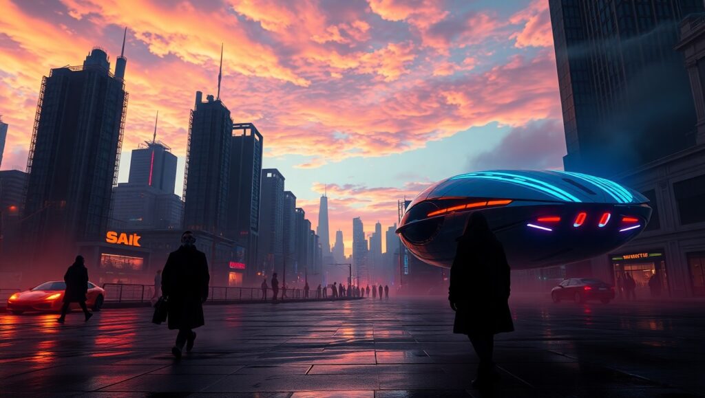 Twilight in a Neon – free AI stock image