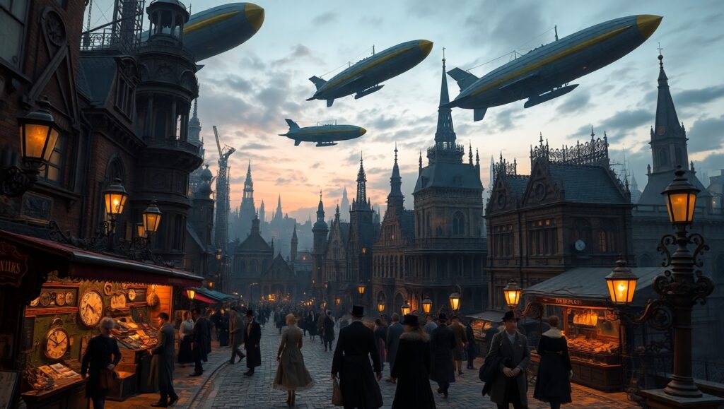 Twilight in a Steampunk – free AI stock image