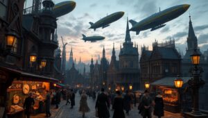 Twilight in a Steampunk – free AI stock image