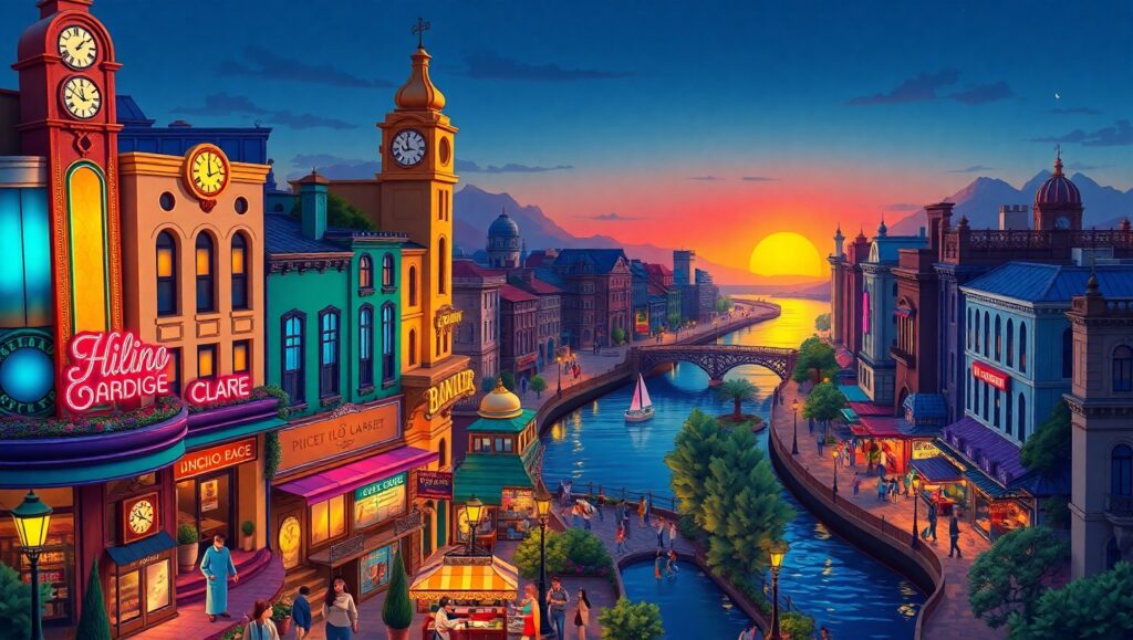 Twilight in an Isometric – free AI stock image