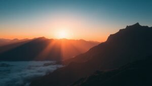 Twilight Mountain Serenity in Duotone – free AI stock image