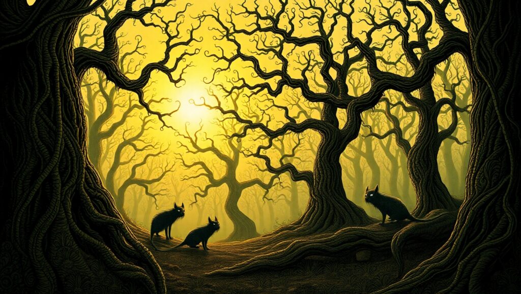 Twilight Mysteries in a Forest – free AI stock image
