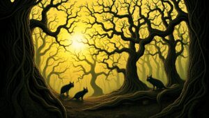 Twilight Mysteries in a Forest – free AI stock image