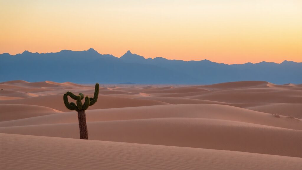 Twilight Over Serene Sand Dunes – free AI stock image