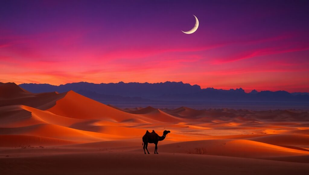 Twilight Over Silent Sand Dunes – free AI stock image