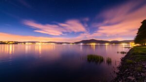 Twilight Reflections by the Lake – free AI stock image