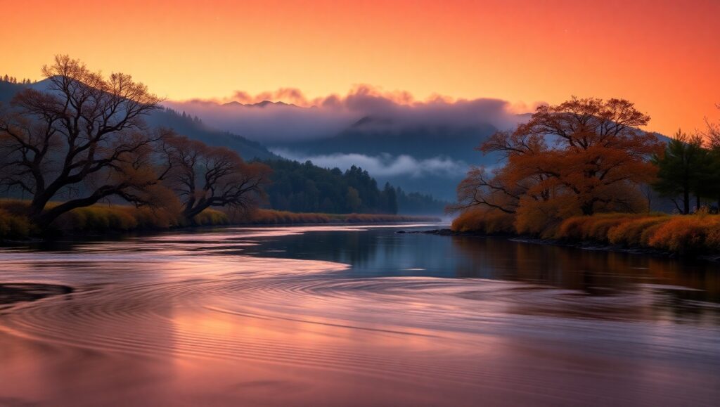 Twilight Reflections in Motion – free AI stock image