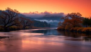 Twilight Reflections in Motion – free AI stock image