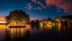 Twilight Reflections on a Lake 7SL – free AI stock image