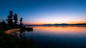 Twilight Reflections on a Lake Mci – free AI stock image