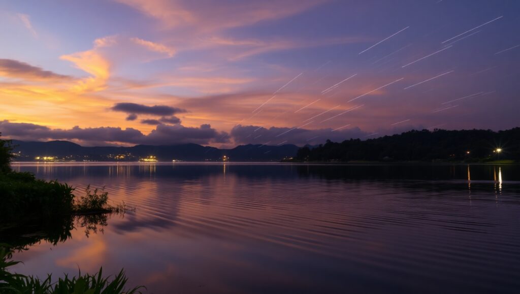 Twilight Reflections on Serene Waters – free AI stock image