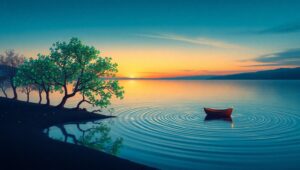 Twilight Reflections on the Lake kTU – free AI stock image