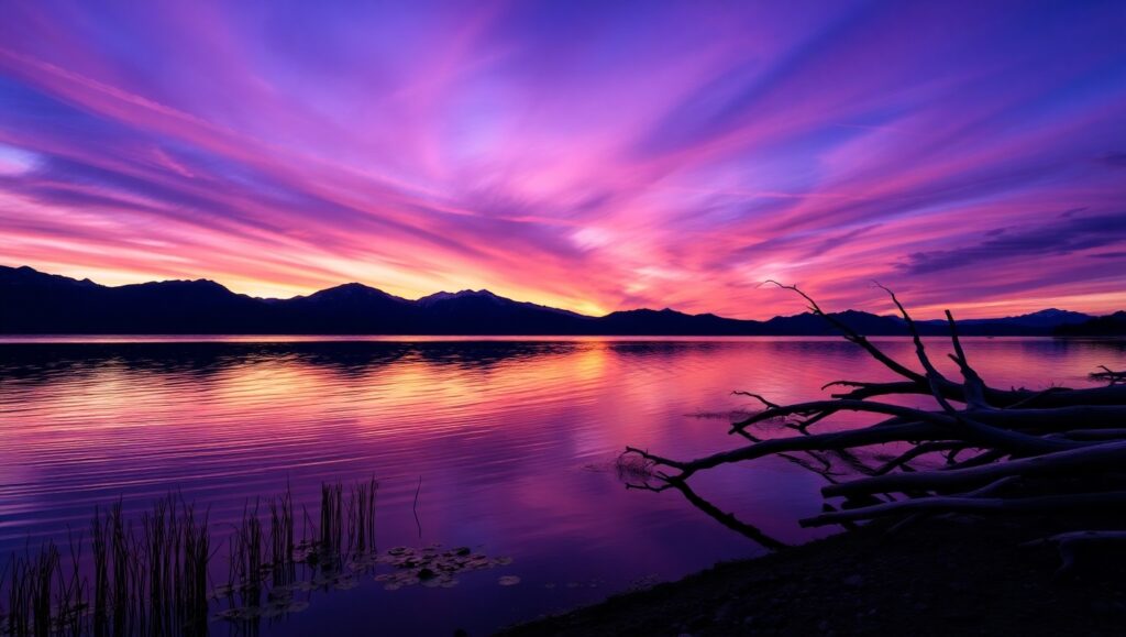 Twilight Reflections Over the Lake – free AI stock image