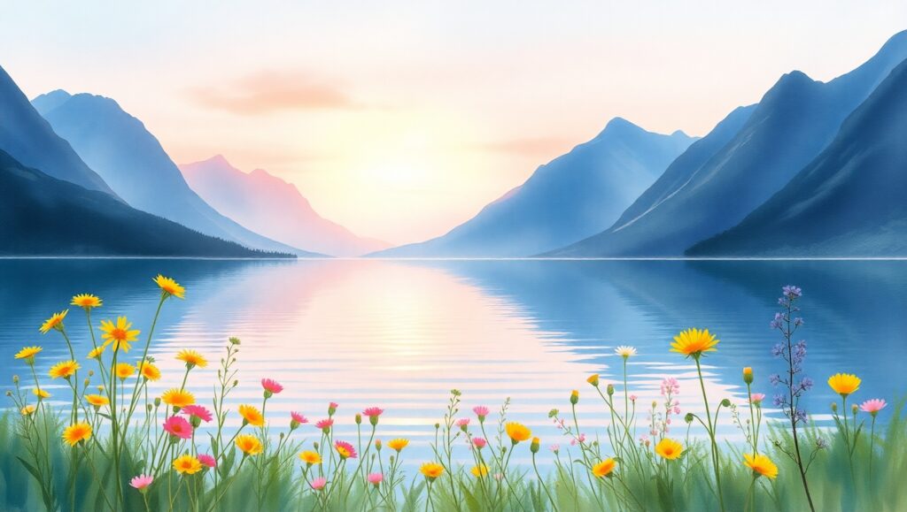 Twilight Serenity at the Lake E84 – free AI stock image