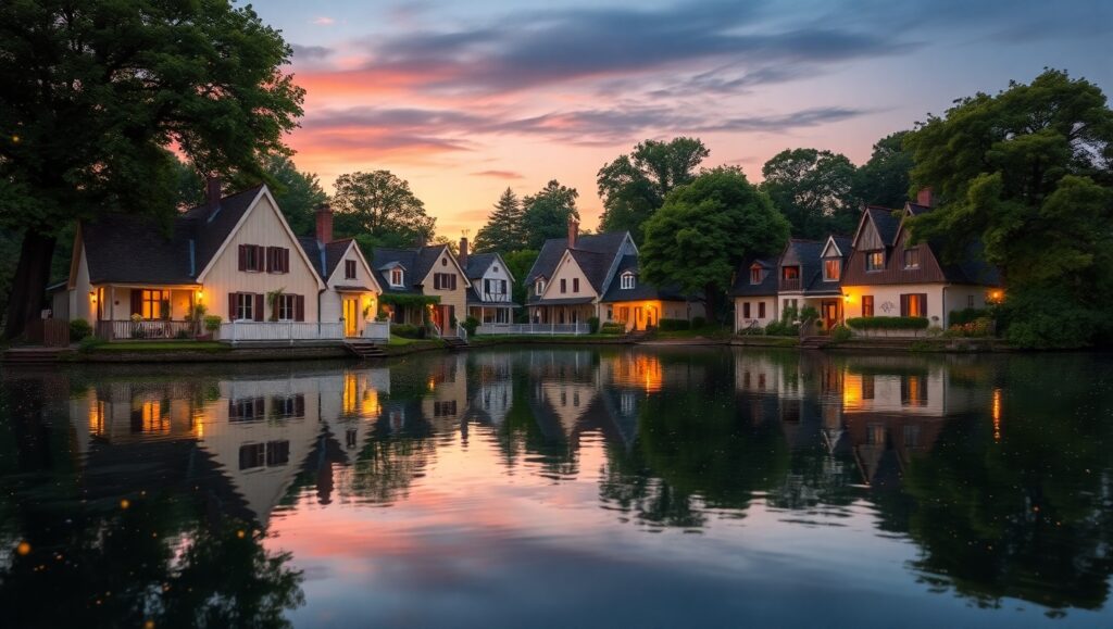 Twilight Serenity at the Lakeside – free AI stock image