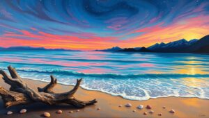 Twilight Serenity by the Beach – free AI stock image