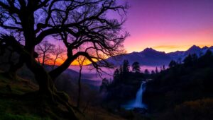 Twilight Serenity in a Valley – free AI stock image