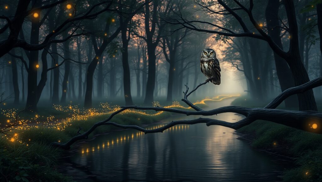Twilight Serenity in Enchanted Forest – free AI stock image