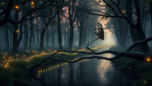 Twilight Serenity in Enchanted Forest – free AI stock image