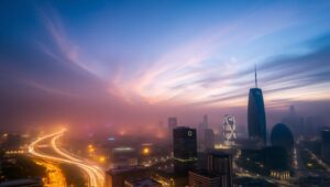 Twilight Trails of Urban Life – free AI stock image
