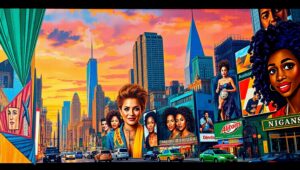 Twilight Urban Harmony in Mixed Media – free AI stock image