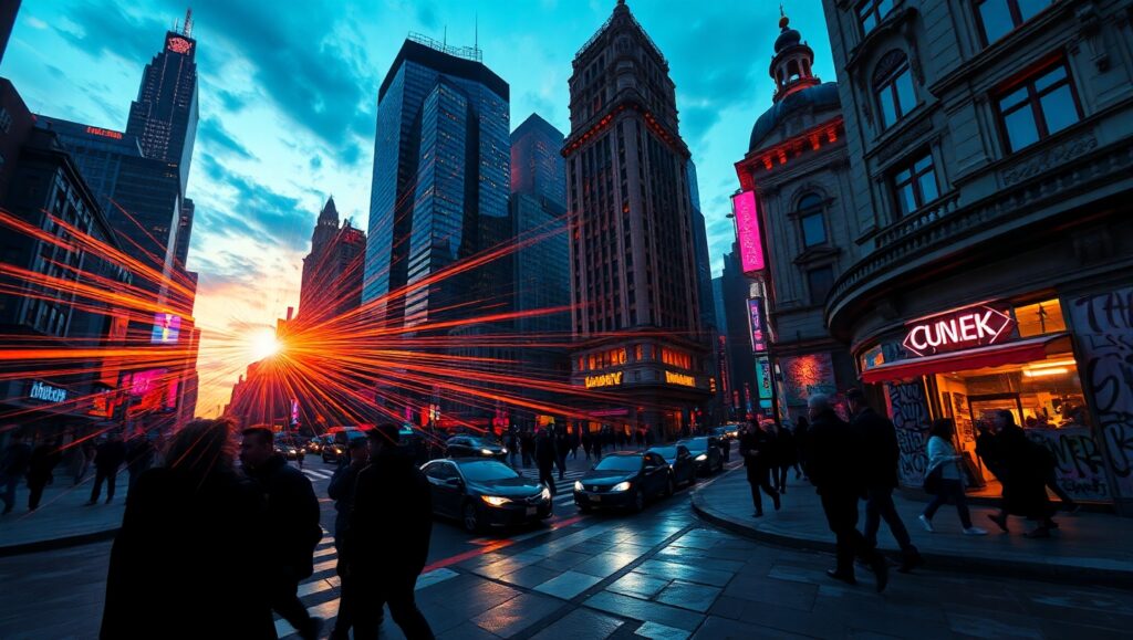 Twisted Emotions in Urban Landscapes – free AI stock image