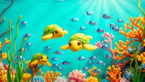 Underwater Adventure in Claymation Style – free AI stock image