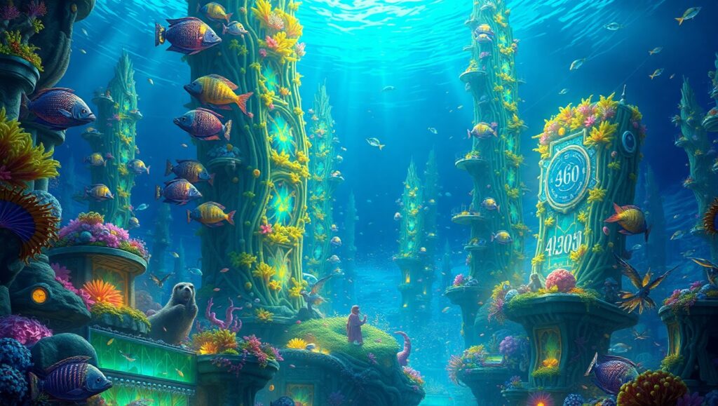 Underwater City of Bioluminescent Wonders – free AI stock image