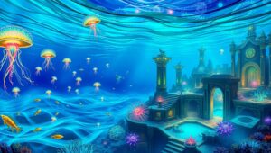Underwater City of Bioluminescent Wonders pVP – free AI stock image