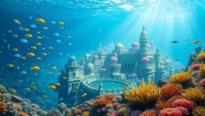 Underwater City of Coral Wonders YAQ – free AI stock image