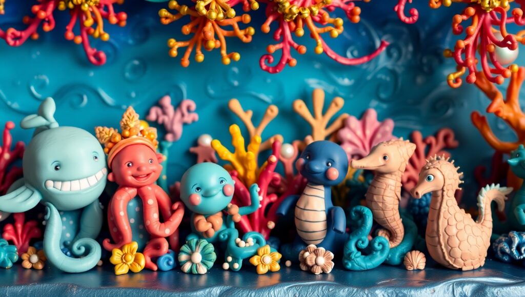 Underwater Festival in Clay Style – free AI stock image