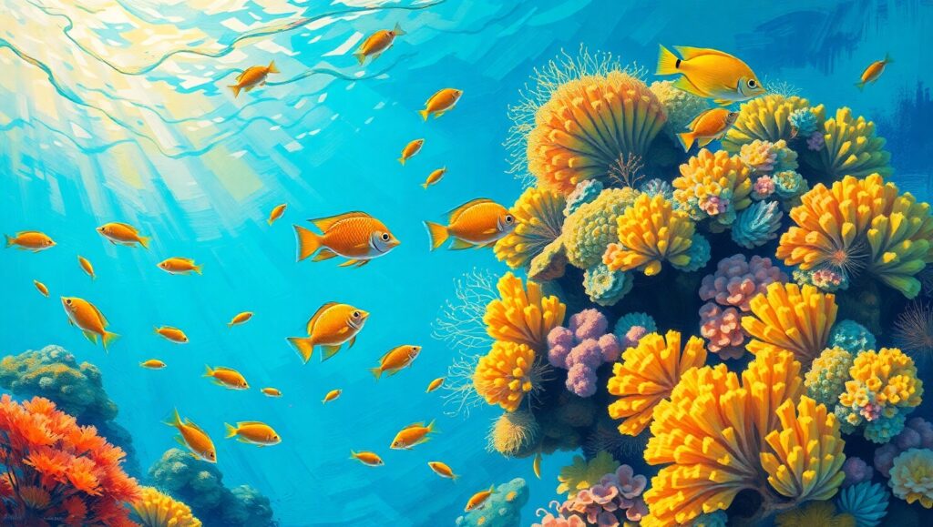Underwater Harmony in Acrylic – free AI stock image