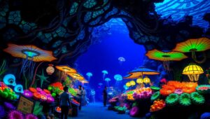 Underwater Market of Glowing Delights – free AI stock image