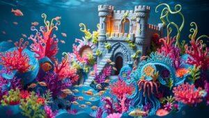 Underwater Papercraft Fantasy City – free AI stock image
