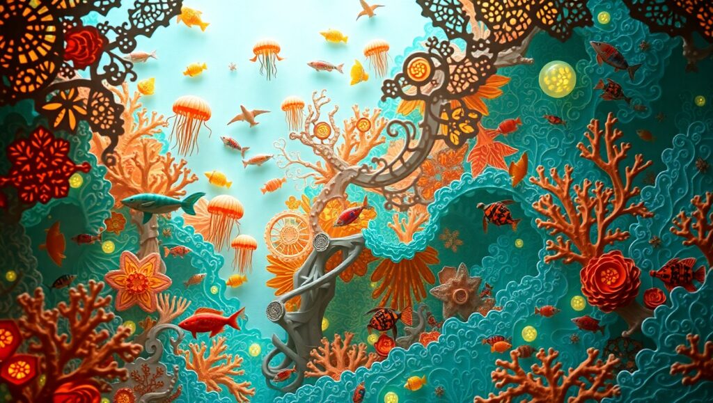 Underwater Papercut City Adventure – free AI stock image