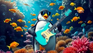 Underwater Penguin Concert Vibes – free AI stock image