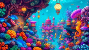 Underwater Pixel Paradise wV2 – free AI stock image