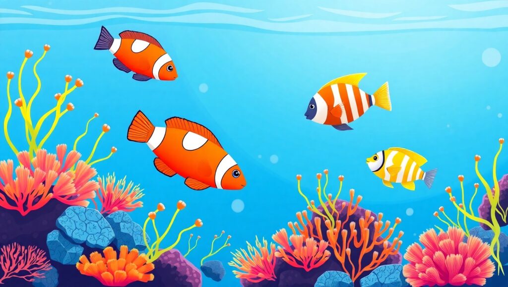 Underwater Serenity in Flat Design – free AI stock image