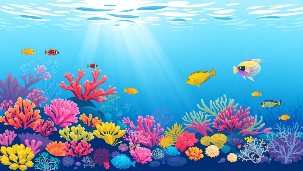Underwater Serenity in Flat Design Tnf – free AI stock image