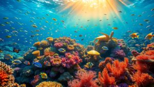 Underwater World of Coral Life – free AI stock image