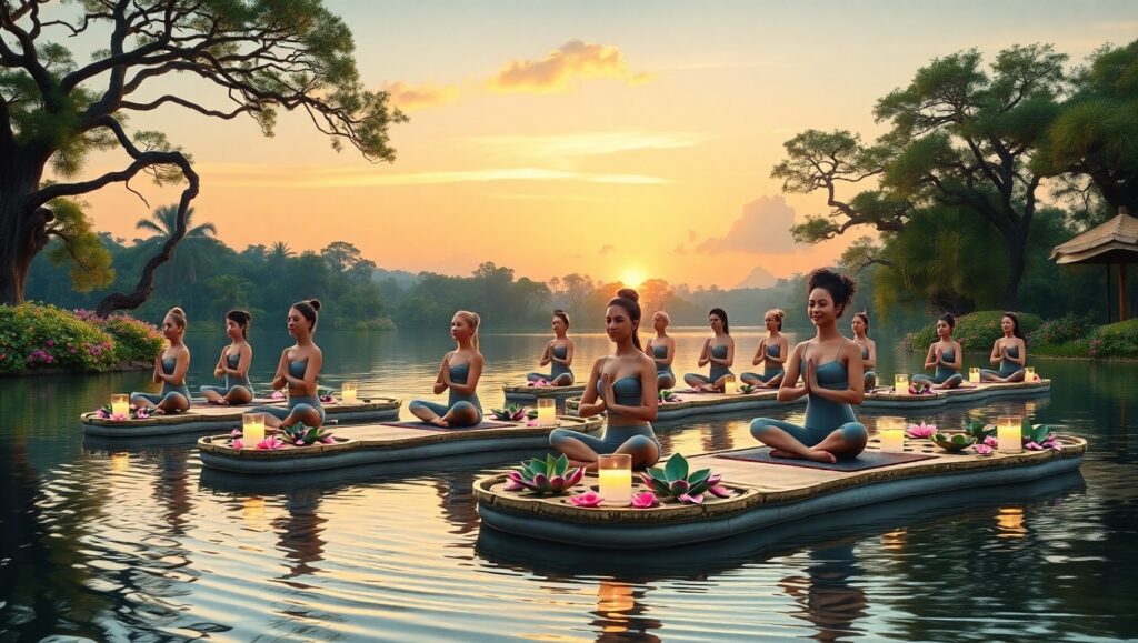 Unity in Nature: Yoga at Sunset – free AI stock image