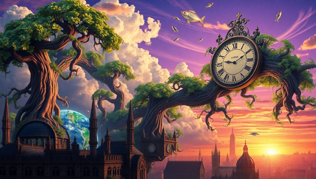 Upside Down City in the Skies – free AI stock image