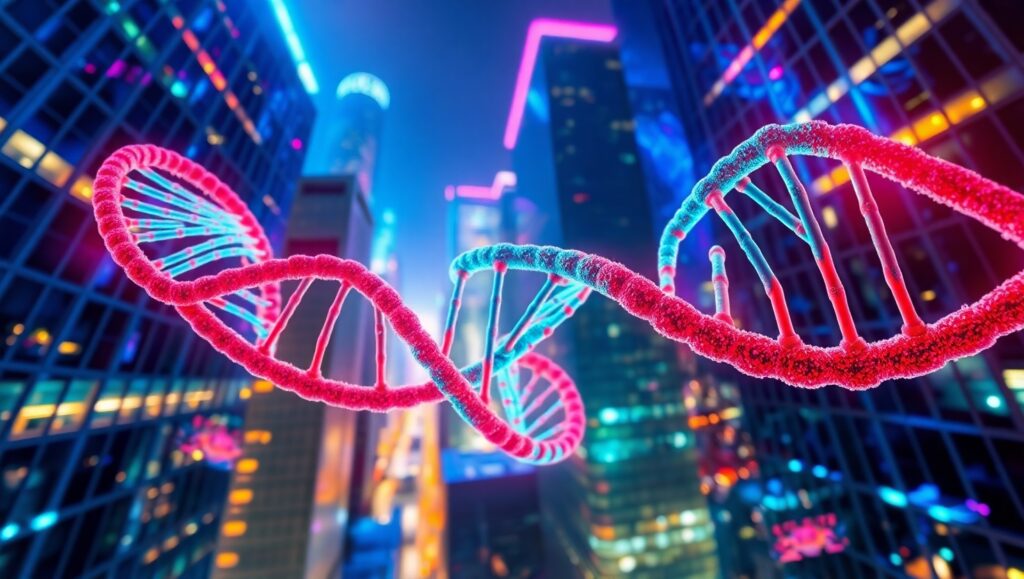 Urban DNA: A Genetic Metropolis – free AI stock image