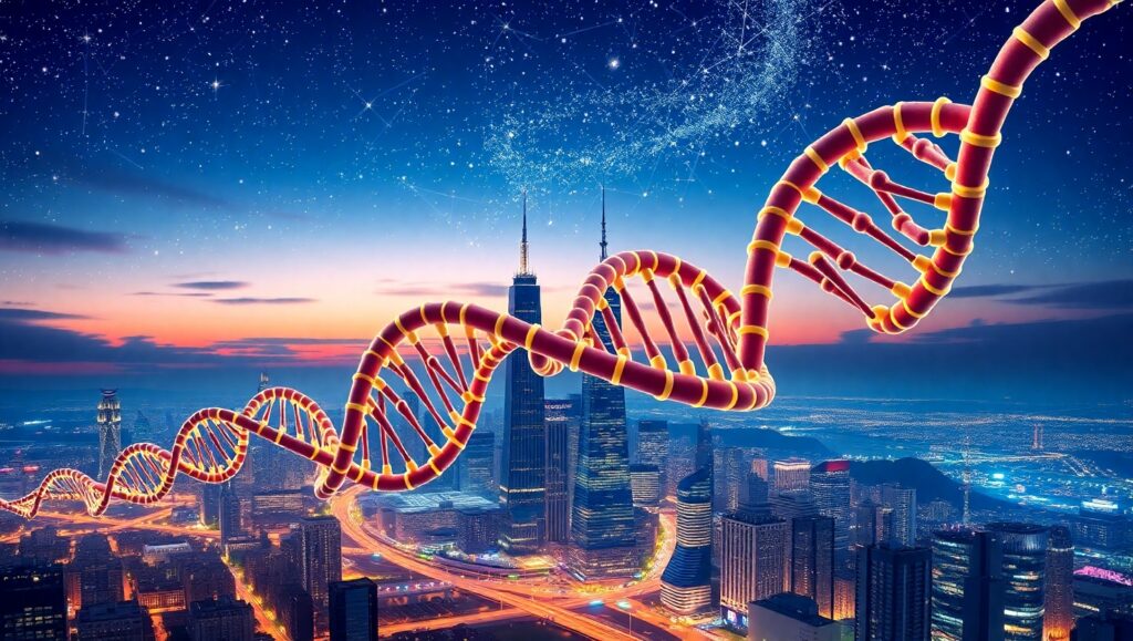 Urban DNA: Nature Meets Cityscape – free AI stock image