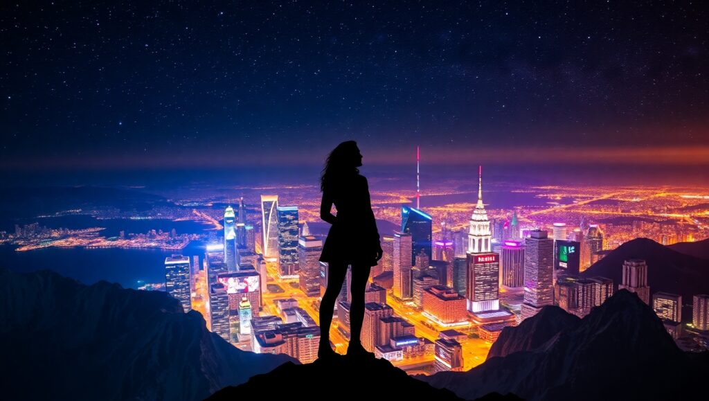 Urban Dreams in Nature’s Embrace – free AI stock image