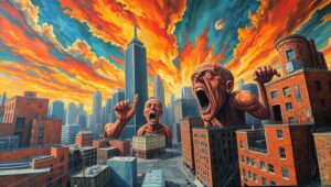 Urban Emotions in Distorted Reality – free AI stock image
