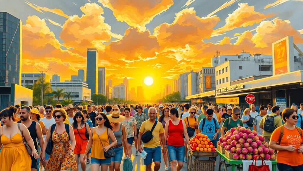 Urban Energy at Golden Hour – free AI stock image