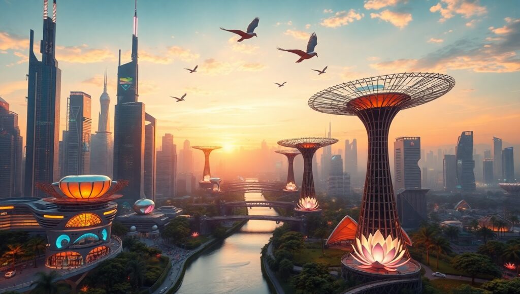 Urban Fantasy at Dusk – free AI stock image
