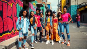 Urban Fashion Vibes and Graffiti – free AI stock image